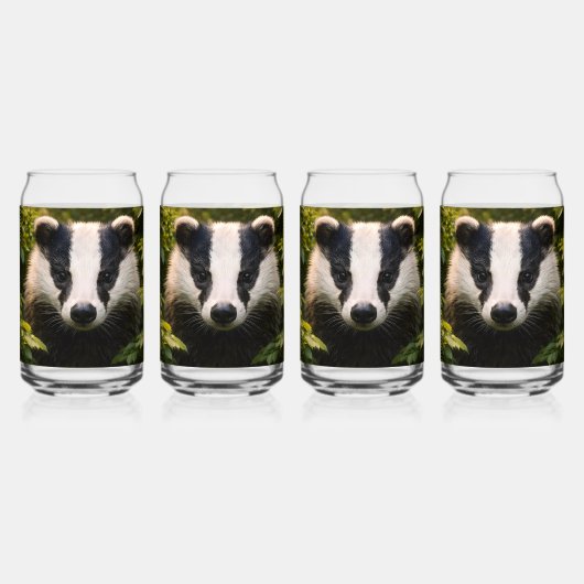 雄大なイギリスのアナグマの高ボールグラス ガラス缶 (裏面)