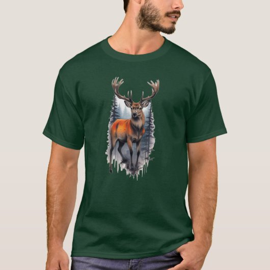 雄大なオジロジカのバックスTシャツ Tシャツ (正面)