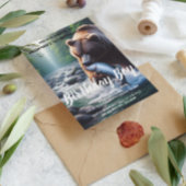 雄大なクマの誕生日パーティー招待状 ポストカード