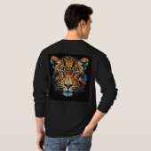 雄大なヒョウの顔 Tシャツ (裏面フル)