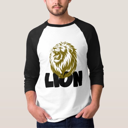 雄大なライオンの雄叫びグラフィック Tシャツ (正面)