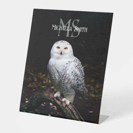 雄大な冬の雪のオオワシ カスタム名前のモノグラム 台座サイン (正面)