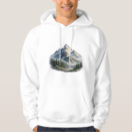 雄大な山と森の風景 水彩画 パーカ