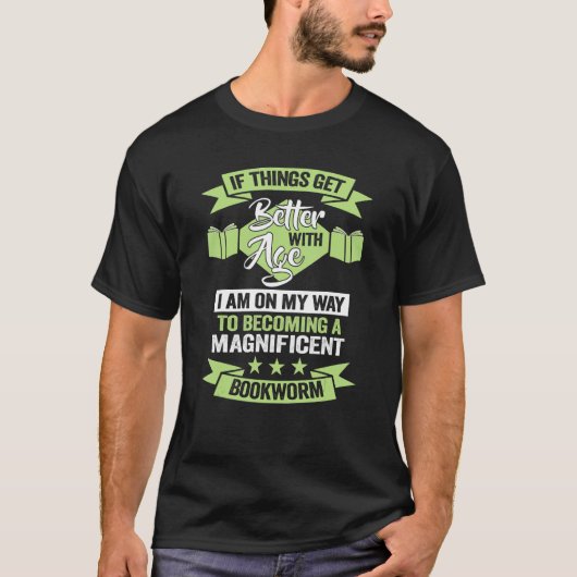 雄大な本の読読み手誕生日本 Tシャツ (正面)