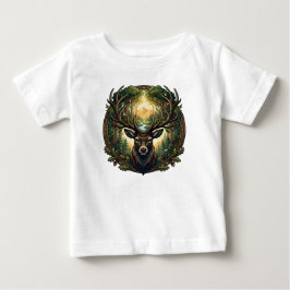 雄大な森の鹿の自然野生生物アート ベビーTシャツ