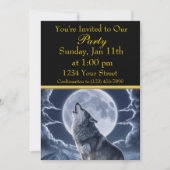 雄大な狼、雪の山頂を駆ける 招待状 (正面)