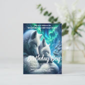 雄大な白いオオカミの休息 誕生日招待 ポストカード (スタンド正面)