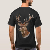 雄大な角を持つ牡鹿の肖像画 Tシャツ (裏面)