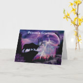 雄大な雄のエルク カード (黄色い花)