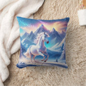 雄大な雪の山々を駆けるユニコーン クッション (ブランケット)