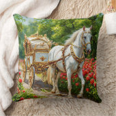 雄大な馬と馬車 クッション (ブランケット)