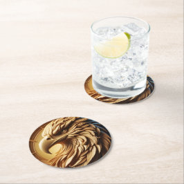 雄大な鷹の時計 ラウンドペーパーコースター