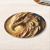 雄大な鷹の時計 ラウンドペーパーコースター (アングル)