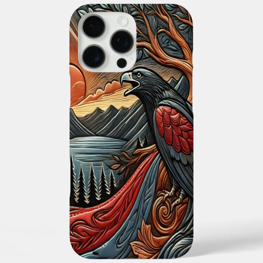 雄大な鷹の革アート Case-Mate iPhoneケース (裏面)