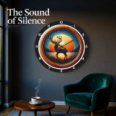 雄大な鹿の夕焼けの遺産 ラージ壁時計