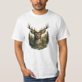 雄大な鹿の森の冒険 自然 Tシャツ (正面)
