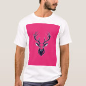 雄大な鹿の頭のロゴデザイン Tシャツ (正面)