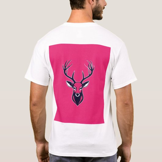 雄大な鹿の頭のロゴデザイン Tシャツ (裏面)