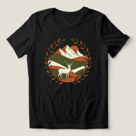 雄大な鹿の風景 トライブレンドTシャツ