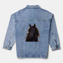 雄大な黒い種牡馬 デニムジャケット