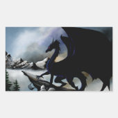 雄大な黒竜の黒い幻想の山々 長方形シール (正面)