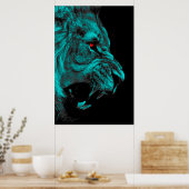 雄怒獅子の捕食肉食動物 ポスター (キッチン)