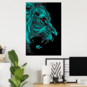 雄怒獅子の捕食肉食動物 ポスター (ホームオフィス)