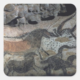 雄牛および馬、c.17000の絵画を紀元前に揺すって下さい(カリフォルニア スクエアシール