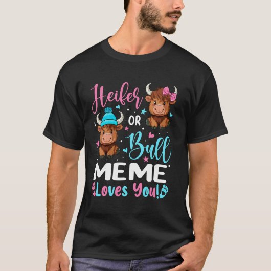 雄牛か雌牛の面白画像があなたを愛してる ハイランド牛好き Tシャツ (正面)
