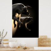 雄牛とクマの市場像 ポスター (キッチン)