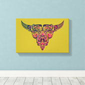 雄牛とワシのタトゥーの部族デザイン キャンバスプリント (インサイチュ (ウッドフロア))