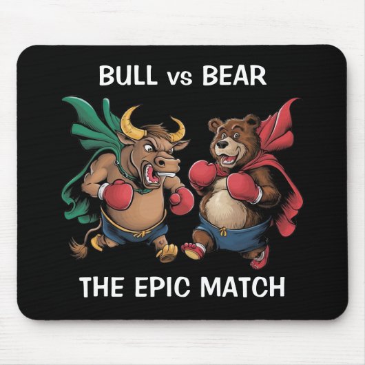 雄牛と熊パーソナライズされた マウスパッド (正面)