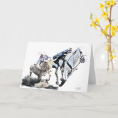 雄牛のレスリング選手の挨拶状 カード (黄色い花)