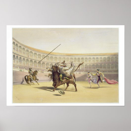 雄牛はピカドールと馬を投げ、1865年(colo) ポスター (正面)