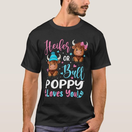 雄牛または雌牛 ポピー ハイランドキャトルラバー Tシャツ (正面)