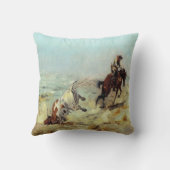 雄牛をロープをかけているヴィンテージの西部のカウボーイ クッション (裏面)