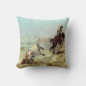 雄牛をロープをかけているヴィンテージの西部のカウボーイ クッション (正面)