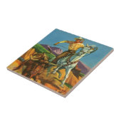 雄牛をロープをかけること タイル (側面)