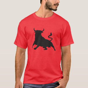 雄牛スペインとのシルエットのランニング Tシャツ