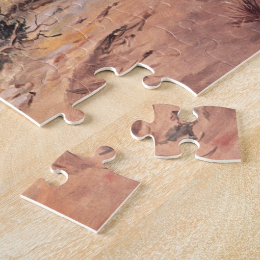 雄牛1897年をロープをかけているカウボーイ(キャンバスの油) ジグソーパズル (側面)