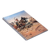 雄牛1897年をロープをかけているカウボーイ(キャンバスの油) ノートブック (右側)