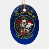 雄猫のマスコットのクリスマス セラミックオーナメント (裏面)