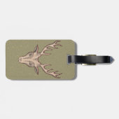 雄親愛頭イラストレーション〔雄ジカの〕枝角赤アウトライン ラゲッジタグ (裏面横)