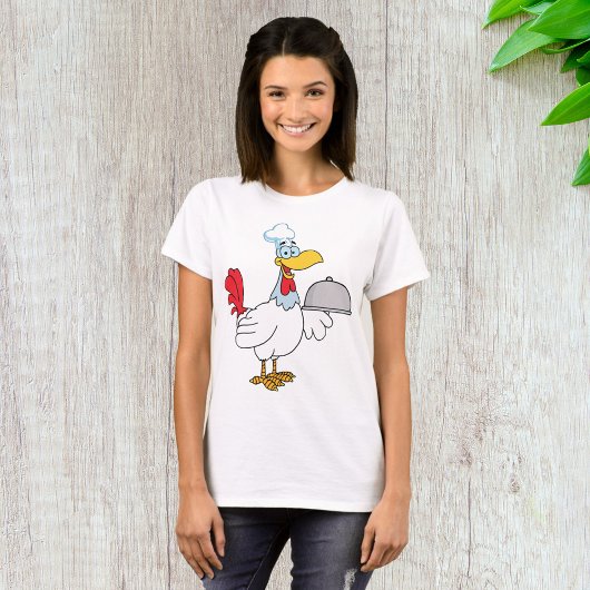雄鶏が料理を運ぶ Tシャツ
