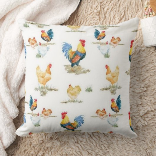 雄鶏と群れ クッション (ブランケット)