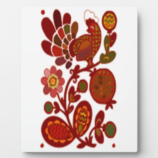 雄鶏と花 フォトプラーク (正面)