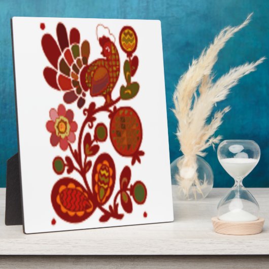 雄鶏と花 フォトプラーク (側面)