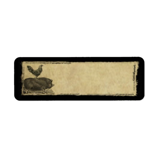 雄鶏と豚 – プリム差出人住所ラベル ラベル (正面)