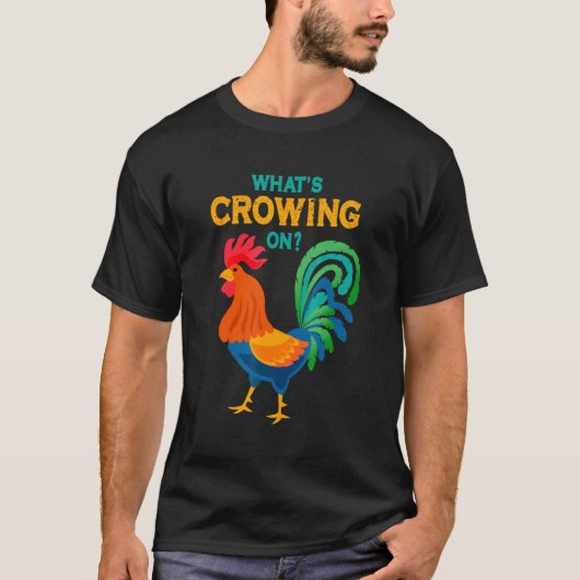 雄鶏に何を鳴いているの?ニワトリ Tシャツ (正面)