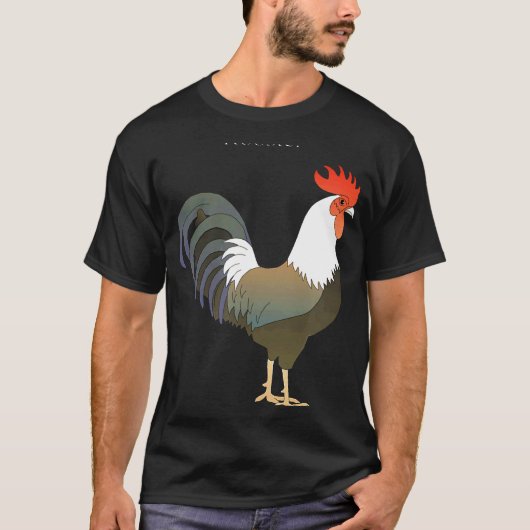 雄鶏の歩きニワトリクリップアート Tシャツ (正面)